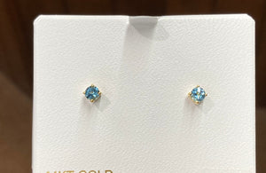 Blue Topaz 14 K Yellow Gold 0.64 Carat Stud Earrings