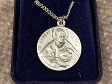 Load image into Gallery viewer, Saint Albert Silver Pendant With Chain Religious