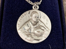 Load image into Gallery viewer, Saint Albert Silver Pendant With Chain Religious