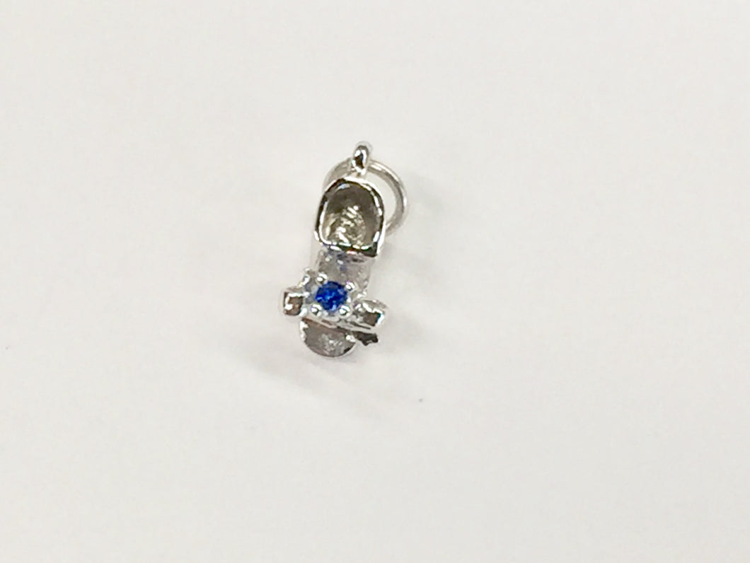 Silver September Baby Booties Charm