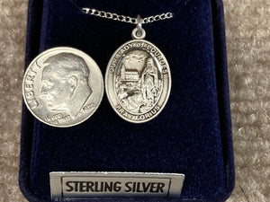 Our Lady Of Lourdes Silver Pendant With Chain Religious