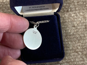 Saint Rita Silver Pendant With Chain Religious