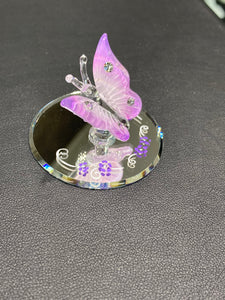 Pink Butterfly Glass Figurine