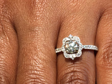 Load image into Gallery viewer, Diamond Halo Engagement Ring 14 K White Gold 0.64 Carats