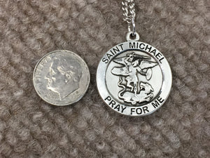 Saint Michael Silver Pendant And Chain