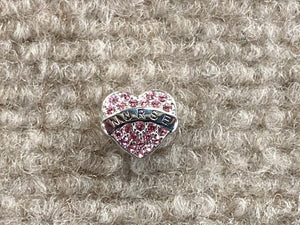 Pink Crystal Heart Nurse Bead