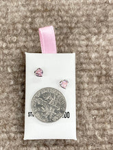 Load image into Gallery viewer, Pink Cubic Zirconia Silver Baby Earrings