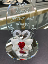 Load image into Gallery viewer, Swans With Heart Together Forever And Always Glass Figurine