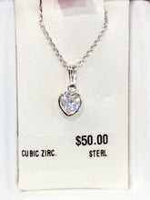 Load image into Gallery viewer, Silver Cubic Zirconia Heart Necklace