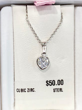 Load image into Gallery viewer, Silver Cubic Zirconia Heart Necklace