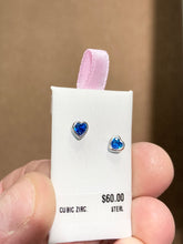 Load image into Gallery viewer, December Birthstone Silver Heart Children&#39;s Earrings