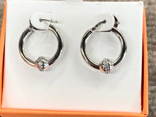 Load image into Gallery viewer, Cape Cod Silver Cubic Zirconia Hoop Earrings