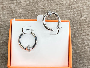 Cape Cod Silver Cubic Zirconia Hoop Earrings
