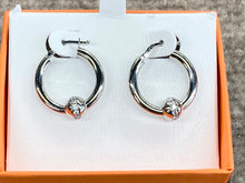 Load image into Gallery viewer, Cape Cod Silver Cubic Zirconia Hoop Earrings