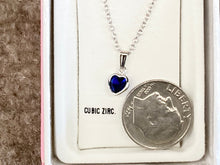 Load image into Gallery viewer, Blue Cubic Zirconia Silver Heart Children&#39;s Pendant