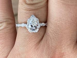 Pear Shaped Diamond Engagement  Ring