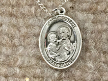 Load image into Gallery viewer, Saint Joseph Silver Pendant With 18 Inch Chain Religious