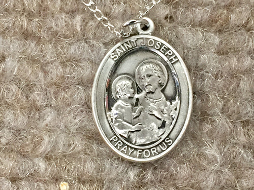 Saint Joseph Silver Pendant With 18 Inch Chain Religious