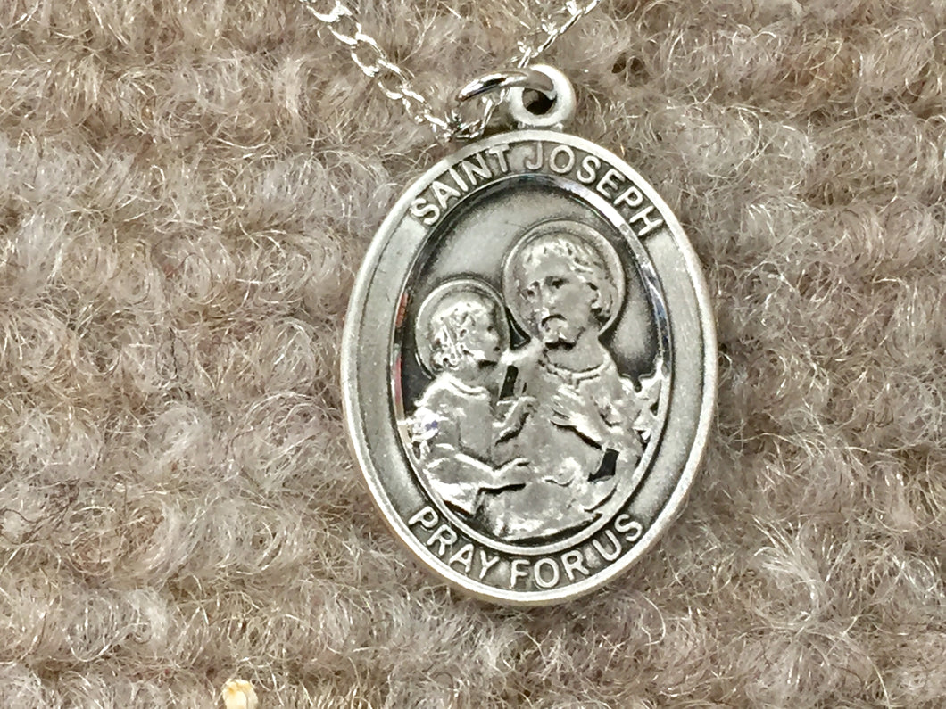 Saint Joseph Silver Pendant With 18 Inch Chain Religious