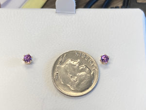 Amethyst Round 14K Yellow Gold Earrings