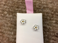Load image into Gallery viewer, Flower Silver Baby Earrings Threaded Backs
