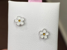Load image into Gallery viewer, Flower Silver Baby Earrings Threaded Backs