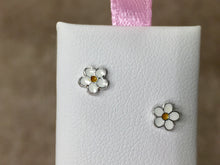 Load image into Gallery viewer, Flower Silver Baby Earrings Threaded Backs