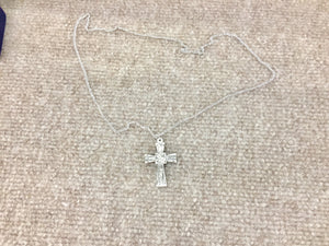 Mosaic Silver Cross With Chain Religious