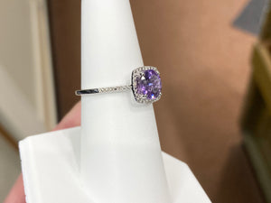 Amethyst And Diamond Silver Ring