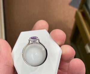 Amethyst And Diamond Silver Ring