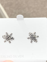 Load image into Gallery viewer, Sterling Silver Snowflake Earrings