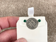 Load image into Gallery viewer, Synthetic Round Emerald Silver Earrings