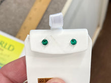 Load image into Gallery viewer, Synthetic Round Emerald Silver Earrings