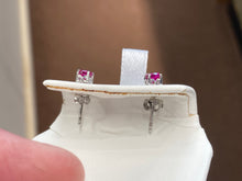 Load image into Gallery viewer, Silver Synthetic Ruby Earrings