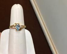 Load image into Gallery viewer, 14 K Yellow Gold Aquamarine And Diamond Ring