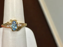 Load image into Gallery viewer, 14 K Yellow Gold Aquamarine And Diamond Ring