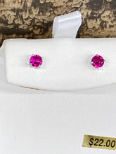 Load image into Gallery viewer, Silver Synthetic Ruby Earrings