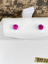 Load image into Gallery viewer, Silver Synthetic Ruby Earrings