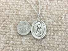 Load image into Gallery viewer, Saint Christopher Silver Soccer / Football Pendant With Chain
