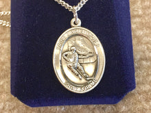 Load image into Gallery viewer, Saint Christopher Silver Hockey Pendant With Chain Religious