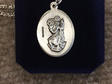Load image into Gallery viewer, Saint Christopher Silver Hockey Pendant With Chain Religious