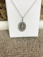Load image into Gallery viewer, Miraculous Medal Silver With Blue Swarovski Crystals