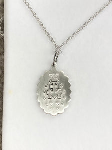 Miraculous Medal Silver With Blue Swarovski Crystals