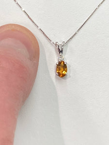 Citrine And Diamond White Gold Pendant