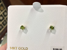 Load image into Gallery viewer, Peridot 14 K Yellow Gold Stud Earrings