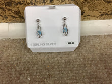 Load image into Gallery viewer, Silver Caged Blue Topaz Dangle Earrings