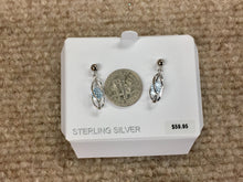 Load image into Gallery viewer, Silver Caged Blue Topaz Dangle Earrings