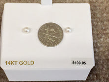 Load image into Gallery viewer, Cultured Pearl Gold Earrings Four Millimeters