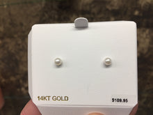 Load image into Gallery viewer, Cultured Pearl Gold Earrings Four Millimeters
