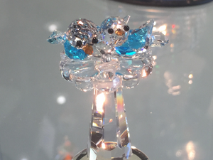 Blue Birds Bath Crystal Figurine